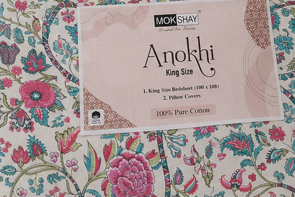 MOKSHAY Anokhi King Size Pure Cotton Bedsheet Set | 100 × 108 Inches