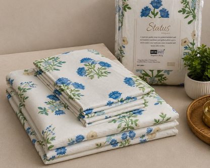 MOKSHAY Status King Quilted Premium King Size Bedsheet Set | 108 × 108 Inches