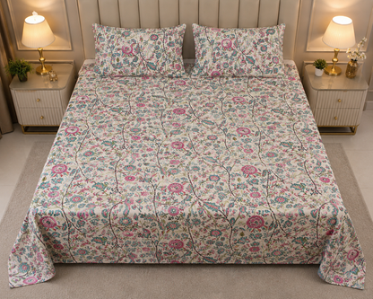 MOKSHAY Anokhi King Size Pure Cotton Bedsheet Set | 100 × 108 Inches