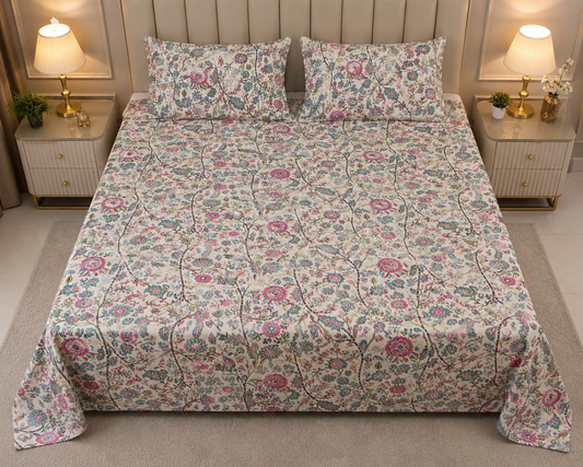 MOKSHAY Anokhi King Size Pure Cotton Bedsheet Set | 100 × 108 Inches