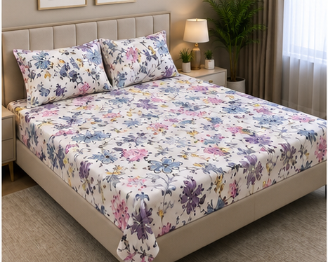 MOKSHAY Pluto Jumbo King Jointless Bedsheet Set | 108 × 108 Inches