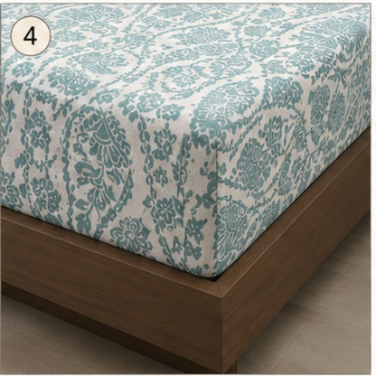 MOKSHAY Bedfit King Elastic Fitted Bedsheet Set | 72 × 78 × 9 Inches