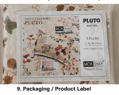 MOKSHAY Pluto Jumbo King Jointless Bedsheet Set | 108 × 108 Inches