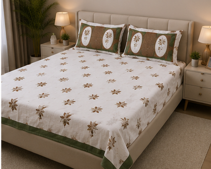 MOKSHAY Rose King 100% Pure Cotton Floral Bedsheet Set | 100 × 108 Inches