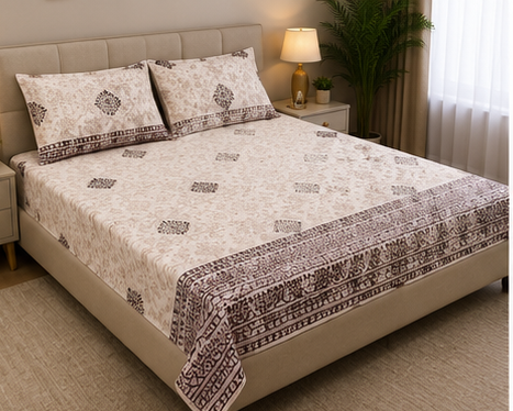 MOKSHAY Raas Jumbo King Pure Cotton Bedsheet Set | 108 × 108 Inches