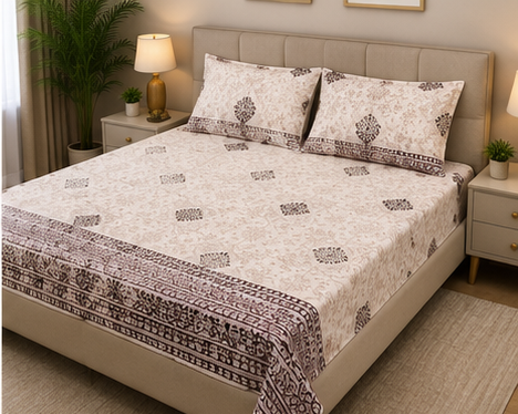MOKSHAY Raas Jumbo King Pure Cotton Bedsheet Set | 108 × 108 Inches