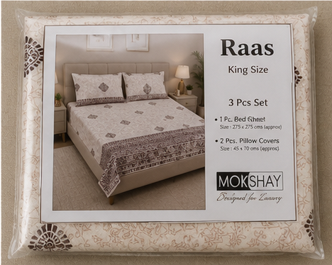 MOKSHAY Raas Jumbo King Pure Cotton Bedsheet Set | 108 × 108 Inches