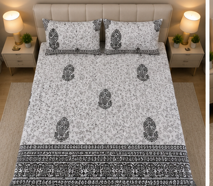 MOKSHAY Raas Jumbo King Pure Cotton Bedsheet Set | 108 × 108 Inches