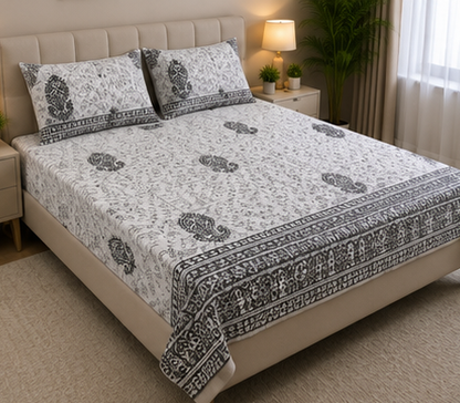 MOKSHAY Raas Jumbo King Pure Cotton Bedsheet Set | 108 × 108 Inches