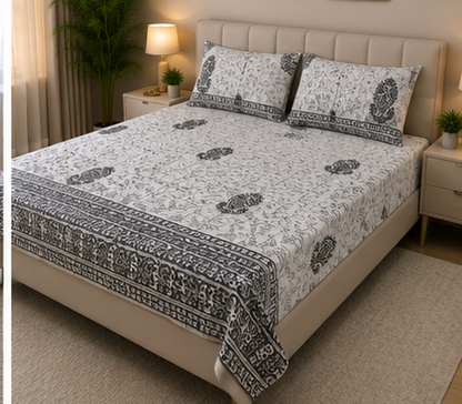 MOKSHAY Raas Jumbo King Pure Cotton Bedsheet Set | 108 × 108 Inches