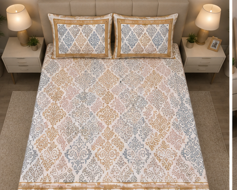 MOKSHAY Raas Jumbo King Pure Cotton Bedsheet Set | 108 × 108 Inches