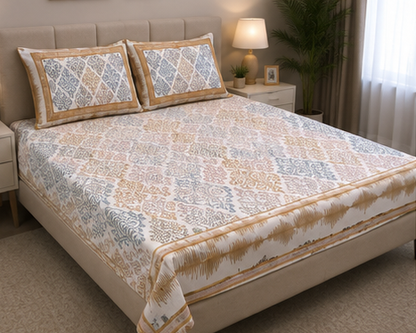 MOKSHAY Raas Jumbo King Pure Cotton Bedsheet Set | 108 × 108 Inches