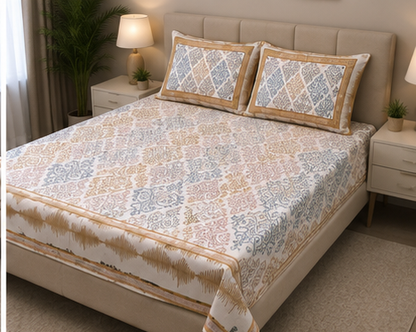 MOKSHAY Raas Jumbo King Pure Cotton Bedsheet Set | 108 × 108 Inches