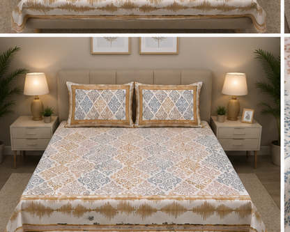 MOKSHAY Raas Jumbo King Pure Cotton Bedsheet Set | 108 × 108 Inches
