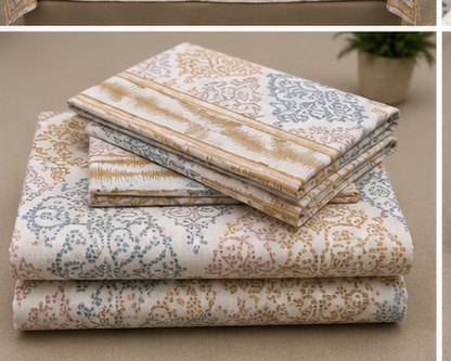MOKSHAY Raas Jumbo King Pure Cotton Bedsheet Set | 108 × 108 Inches