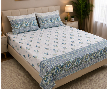 MOKSHAY Rose King 100% Pure Cotton Floral Bedsheet Set | 100 × 108 Inches