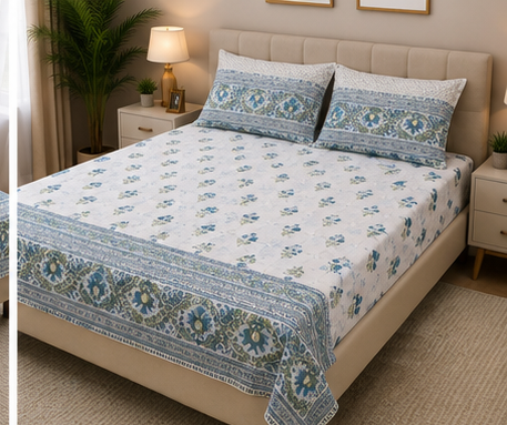 MOKSHAY Rose King 100% Pure Cotton Floral Bedsheet Set | 100 × 108 Inches