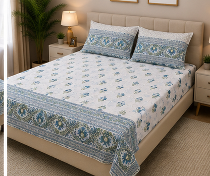 MOKSHAY Rose King 100% Pure Cotton Floral Bedsheet Set | 100 × 108 Inches
