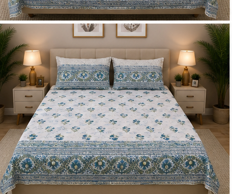 MOKSHAY Rose King 100% Pure Cotton Floral Bedsheet Set | 100 × 108 Inches